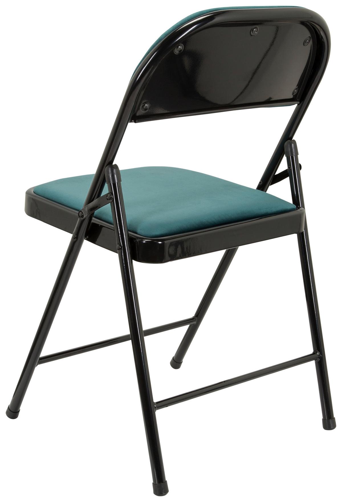 Klappstuhl Tudela I Schwarz/Türkis Samt - Türkis/Schwarz, Basics, Textil/Metall (44/80/49cm) - MID.YOU