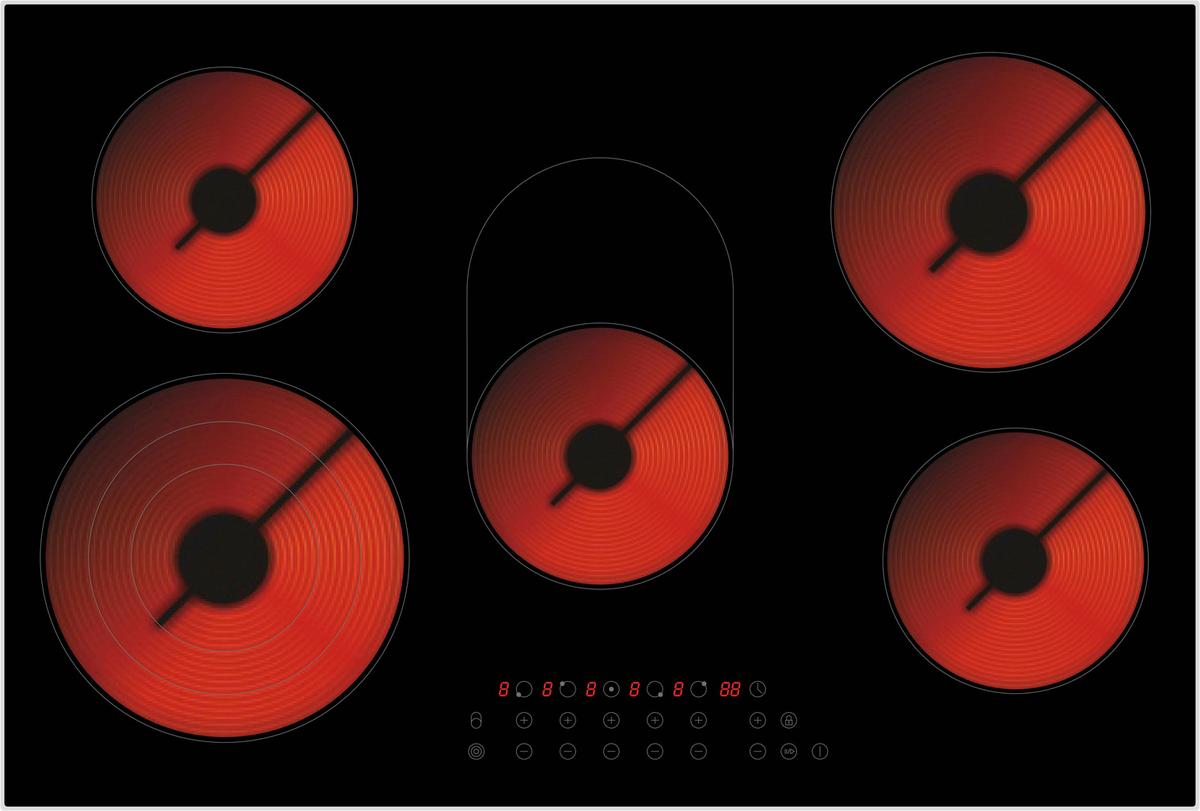 Glaskeramikkochfeld Schwarz B: 77 cm - Schwarz, Basics, Glas (77/5/52cm) - PKM