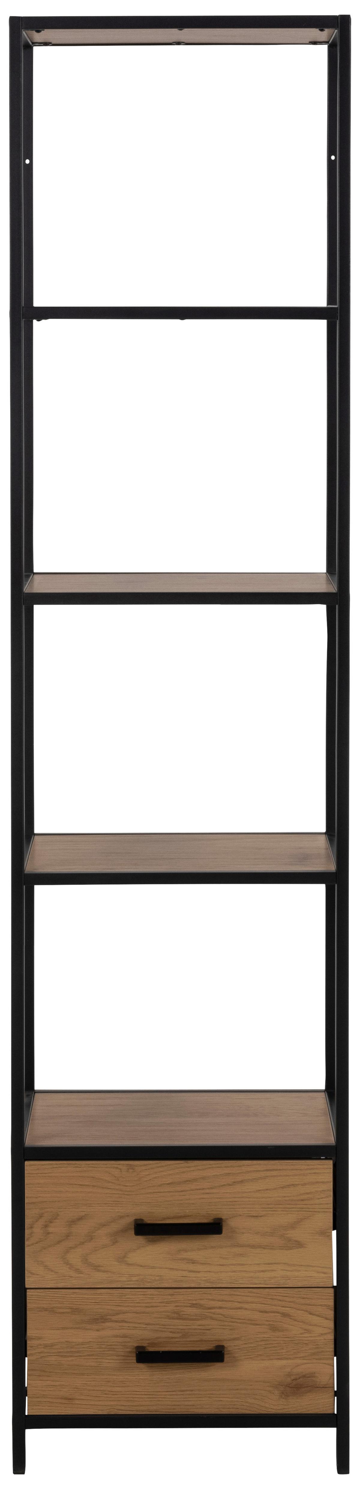 Regal Seaford Mit Laden Seaford B: 42 Cm Wildeiche - Wildeiche/Schwarz, Trend, Holzwerkstoff/Metall (42/185/35cm) - MID.YOU