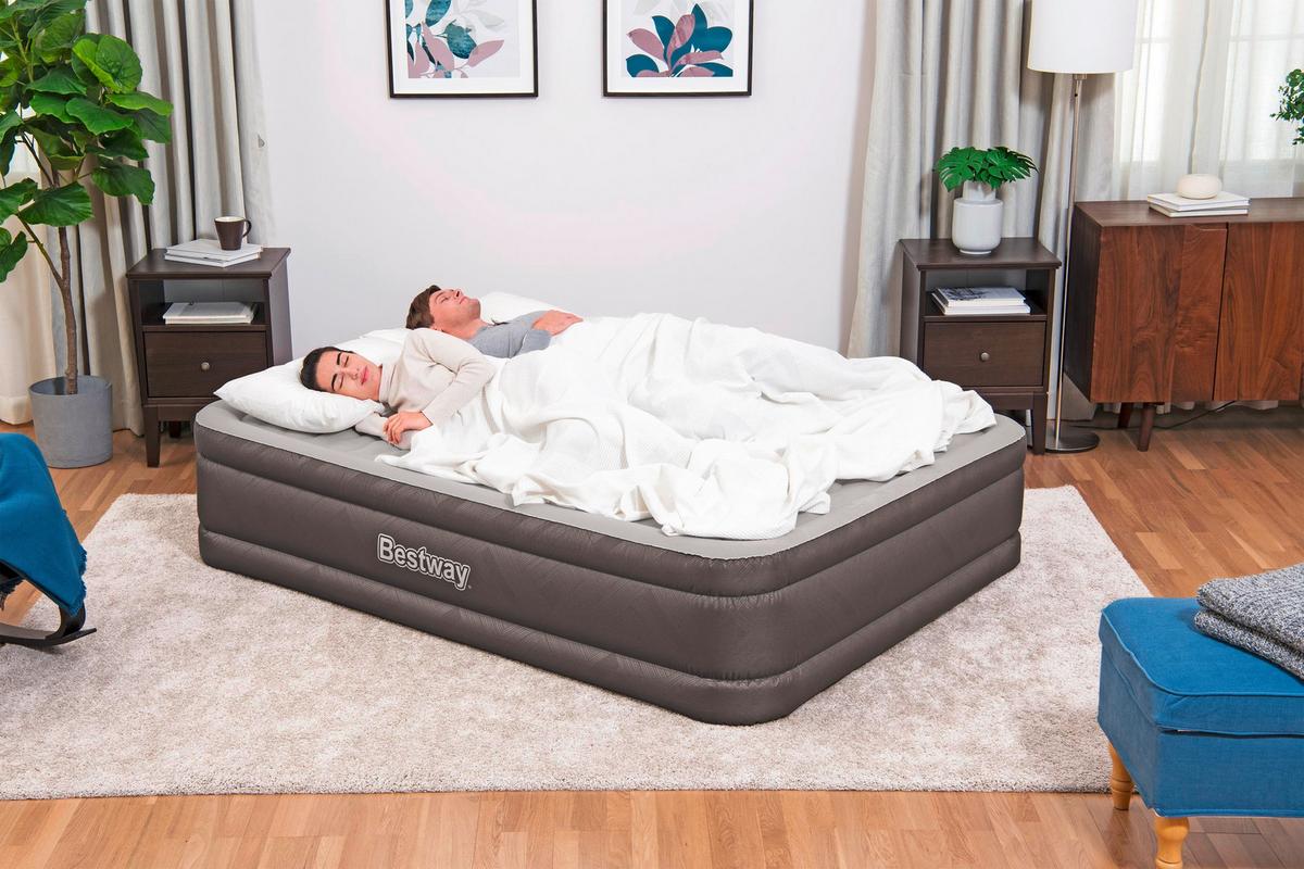 Luftbett Nicole 203x152x46 Cm Bis 350kg, Inkl. Pumpe - Braun/Grau, KONVENTIONELL, Kunststoff/Metall (203cm) - Bestway