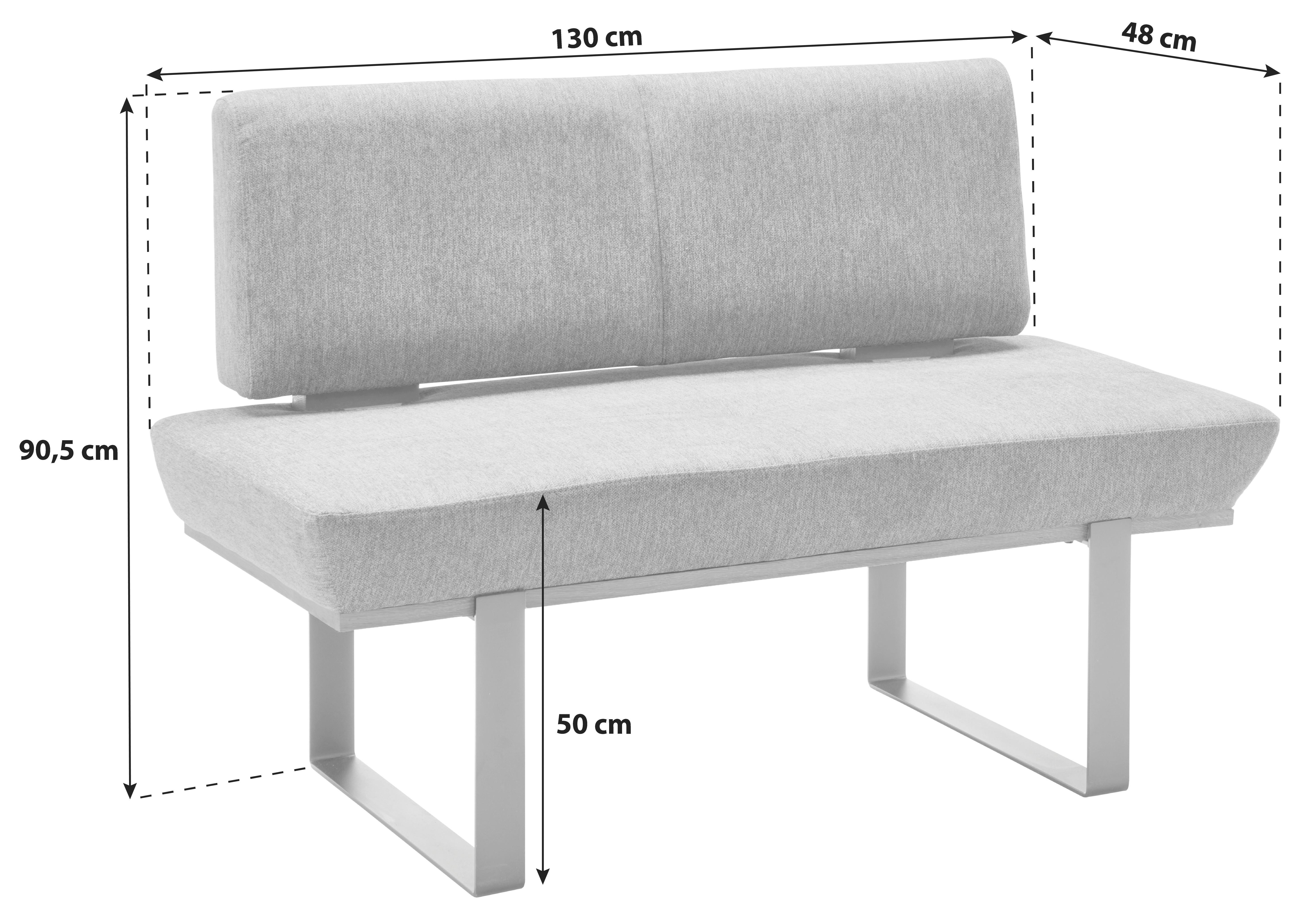 Sitzbank mit Lehne Gepolstert Grau/Schwarz Tristan B: 130 cm - Schwarz/Grau, MODERN, Holz/Textil (130/48/90cm) - James Wood