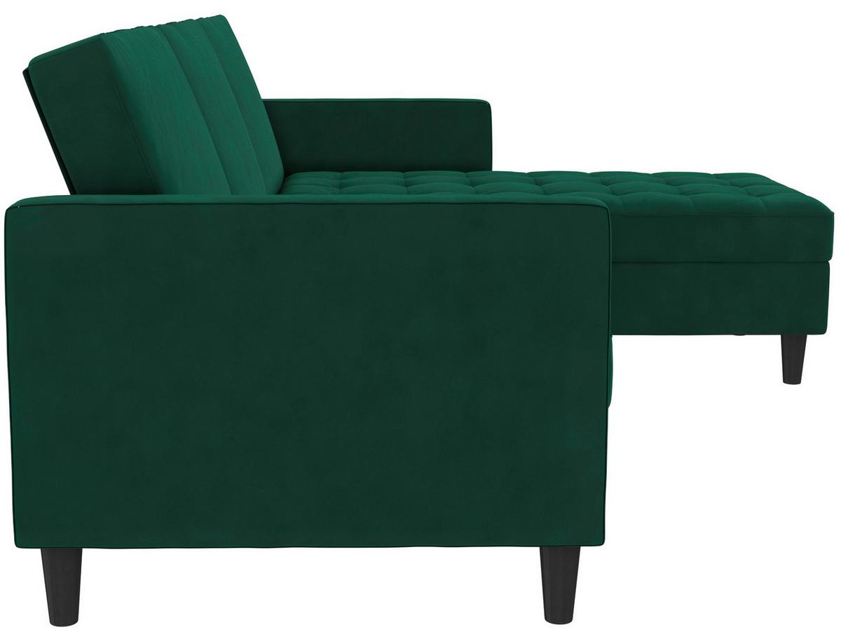 Ecksofa Palermo Dunkelgrün, mit Stauraum - Dunkelgrün/Schwarz, Basics, Textil (213/154cm) - Livetastic