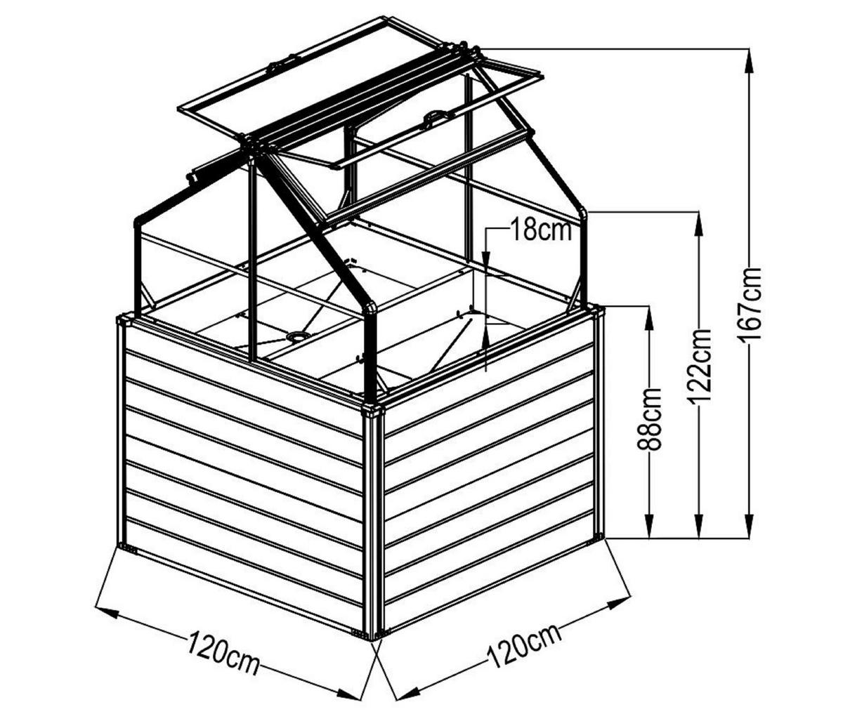 Hochbeet Hochbeet Store & Grow - Anthrazit, Basics, Metall (120/169/120cm)