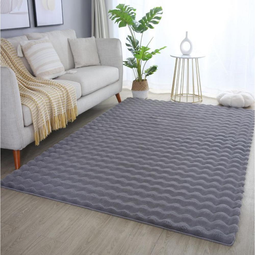 Koberec 3D z umělé kožešiny 200x290 cm tmavě šedý