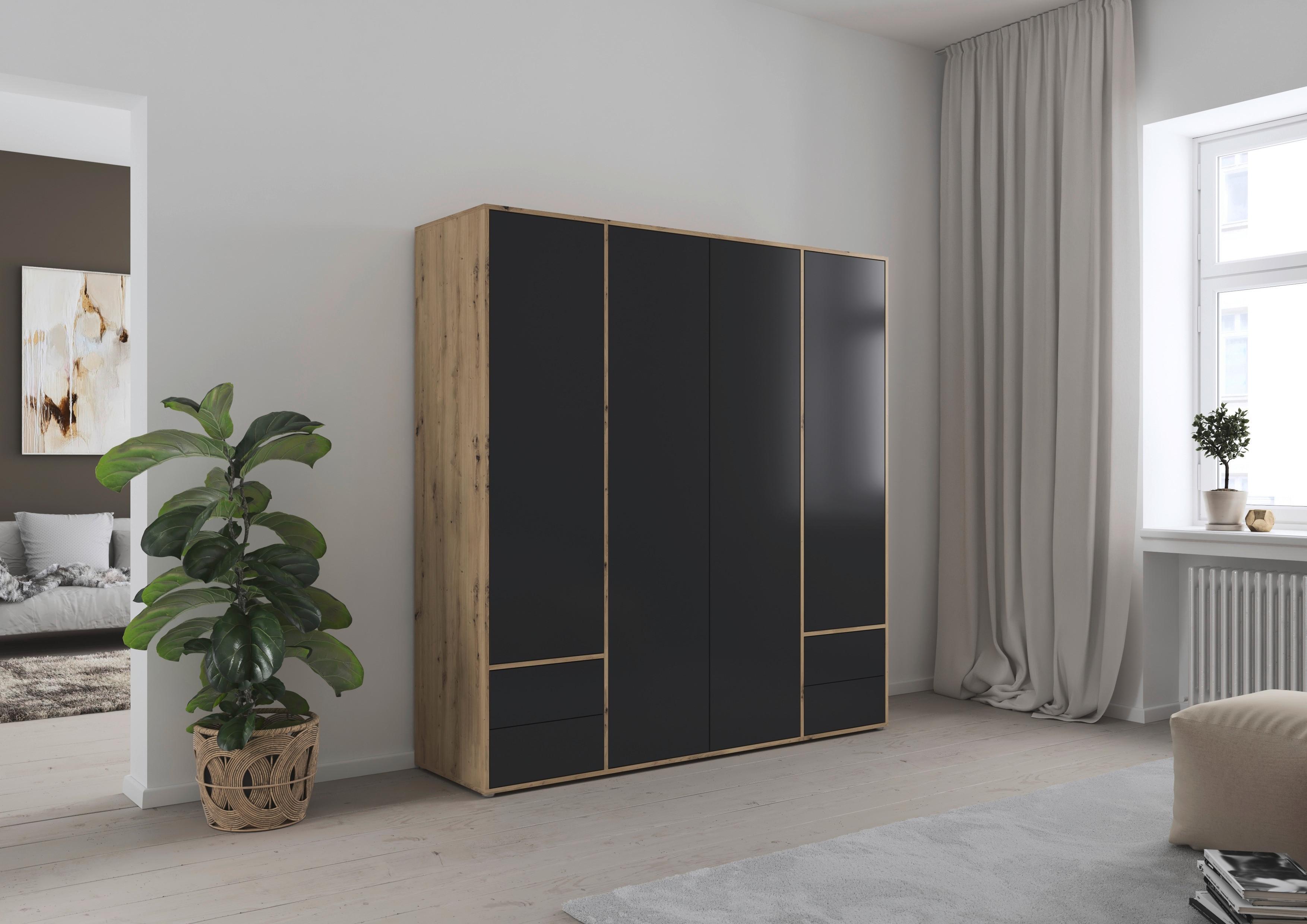 Drehtürenschrank Nabila Grau Eiche Artisan Deko - Eiche Artisan/Grau, MODERN, Holzwerkstoff (187/194/53cm) - Rauch Möbel