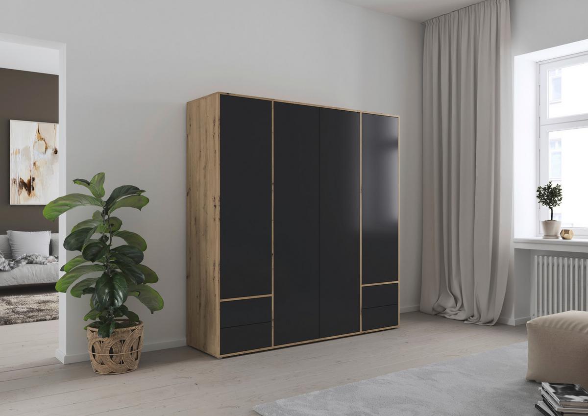 Drehtürenschrank Nabila Grau Eiche Artisan Deko - Eiche Artisan/Grau, MODERN, Holzwerkstoff (187/194/53cm) - Rauch Möbel