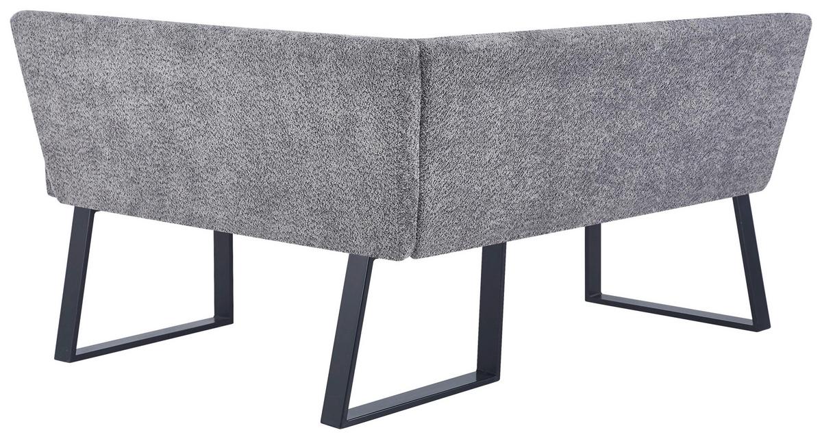 Eckbank Terri Leinenoptik Grau, S: 160x130cm - Schwarz/Grau, KONVENTIONELL, Textil/Metall (160/130cm) - MID.YOU