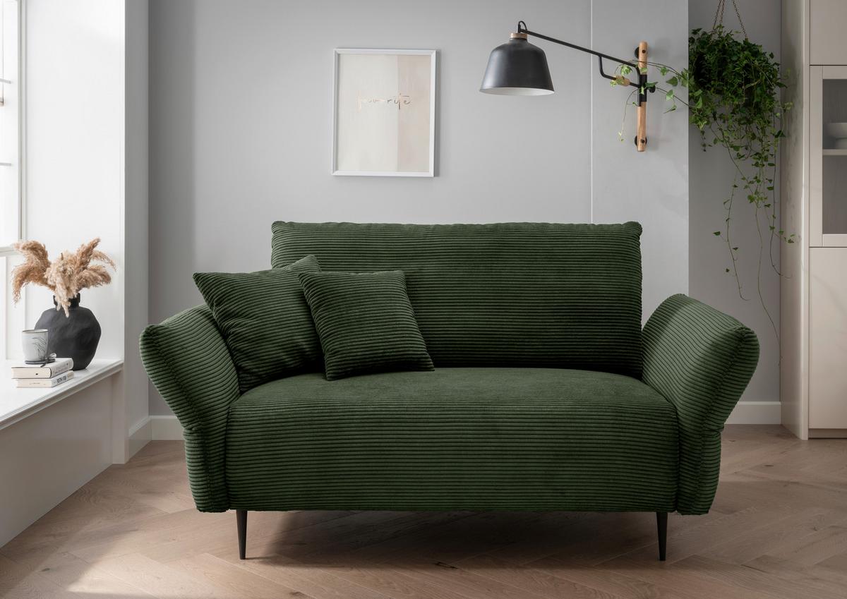 2-Sitzer-Sofa Vanilla Dunkelgrün - Dunkelgrün/Schwarz, Design, Textil (163/97/102cm) - Livetastic