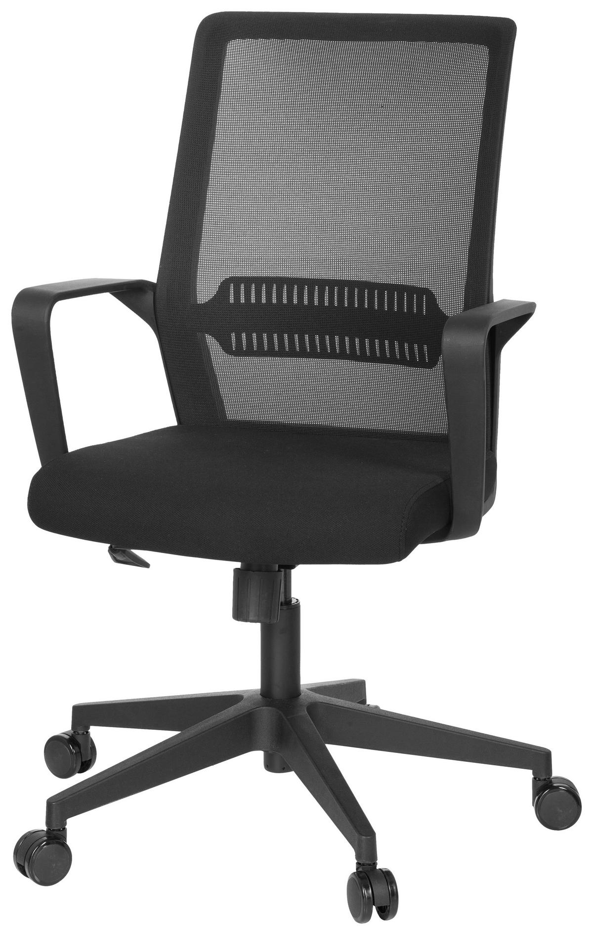 Bürostuhl Preston Schwarz - Schwarz, Basics, Kunststoff/Textil (58/110/52cm) - MID.YOU