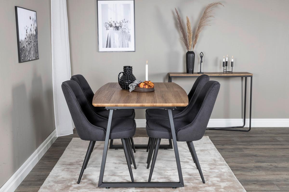 Esstisch Inca - Schwarz/Braun, Design, Holz/Metall (160-200/85/75cm) - Livetastic