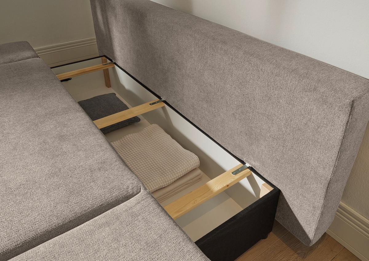 2-Sitzer-Sofa Mit Schlaffunktion Sunny B: 212 cm - Beige/Schwarz, KONVENTIONELL, Holzwerkstoff/Textil (212/88/101cm) - MID.YOU