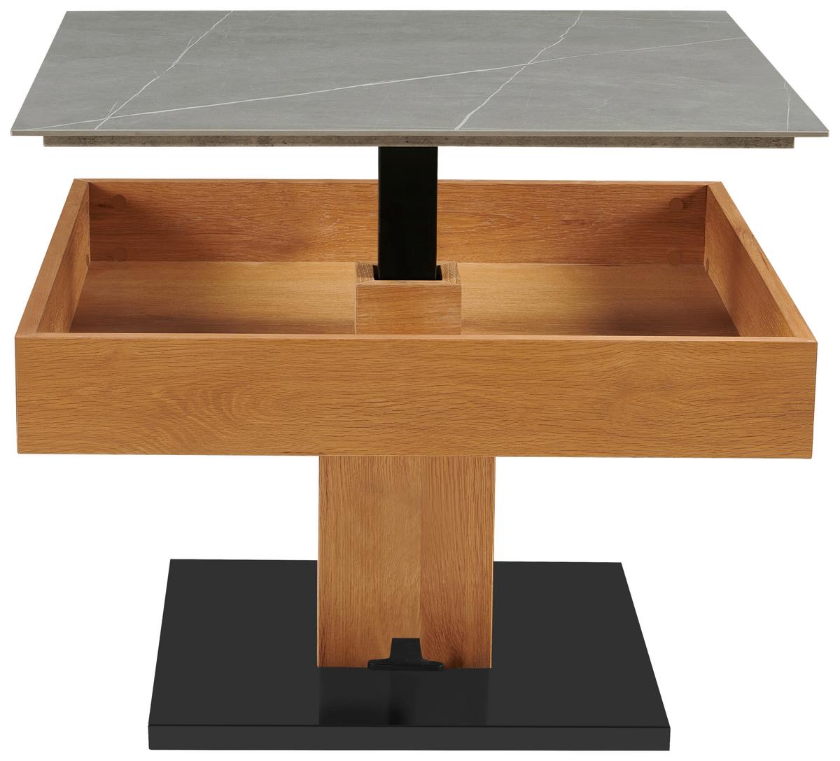 Couchtisch Kapstadt 2 - Eichefarben/Schwarz, MODERN, Holz/Keramik (75/46/75cm)