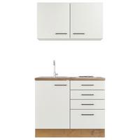 Minikuchyňa AVILA, šírka 100cm vrátane drezu a varnej dosky - čierna/magnóliová, Modern, kov/kompozitné drevo (100cm) - FlexWell