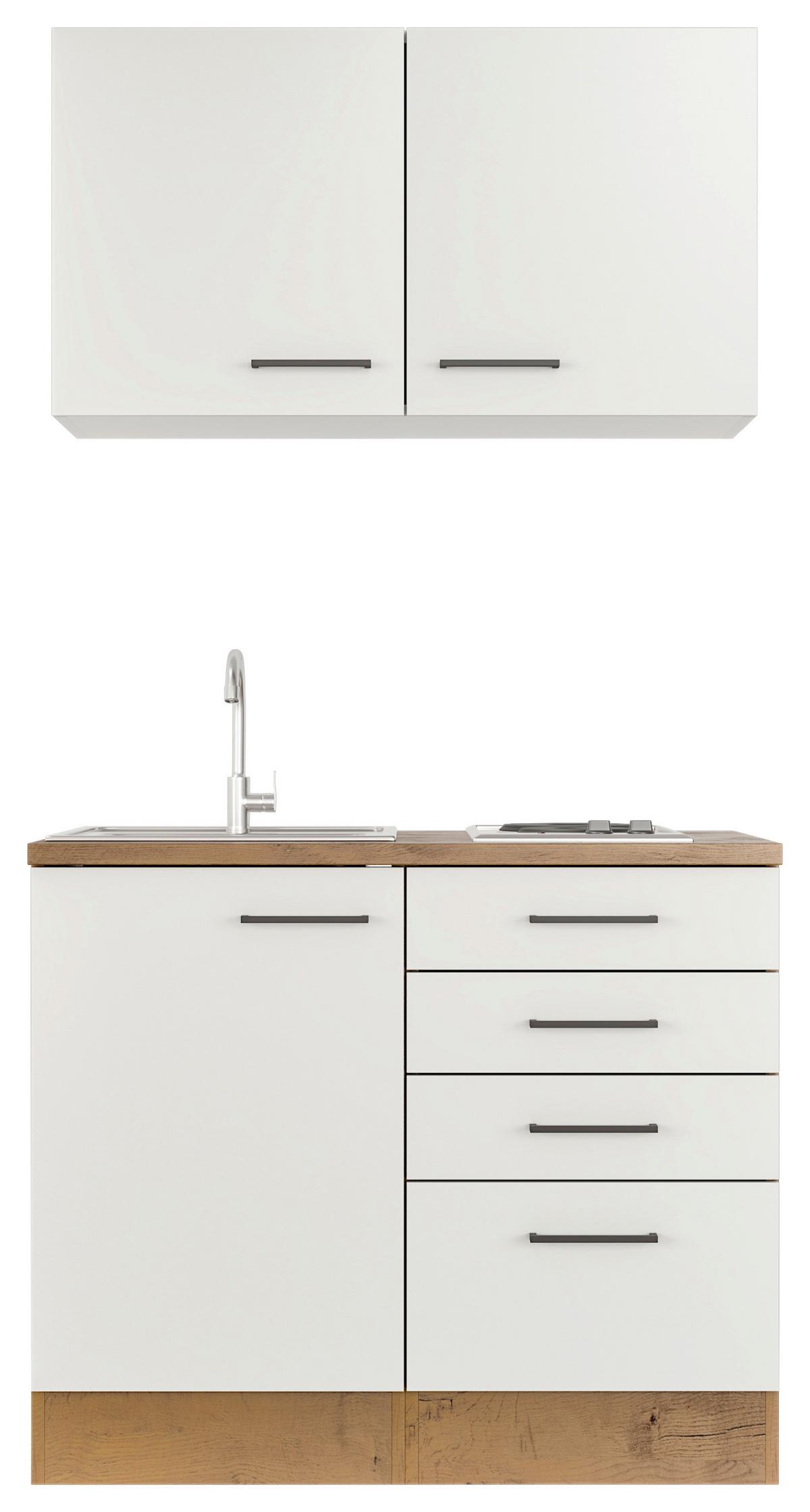 Minikuchyňa AVILA, šírka 100cm vrátane drezu a varnej dosky - čierna/magnóliová, Modern, kov/kompozitné drevo (100cm) - FlexWell