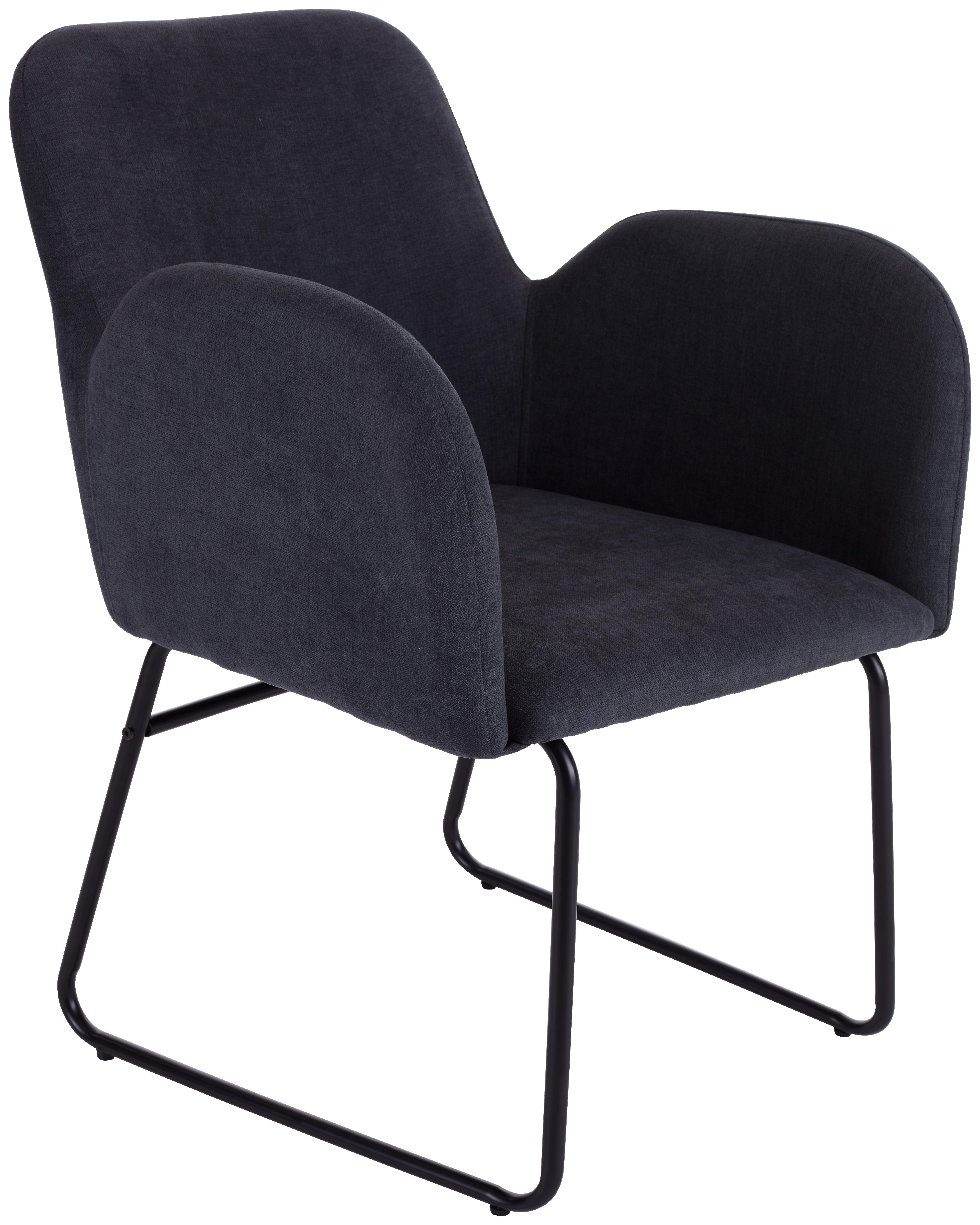 Stuhl Linda B: 60 cm Grau - Schwarz/Grau, MODERN, Textil/Metall (60/80/58cm) - Luca Bessoni