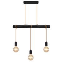 Hängeleuchte H: 120 cm 3-Flammig - Schwarz, Design, Holz/Metall (60/5/120cm) - Globo