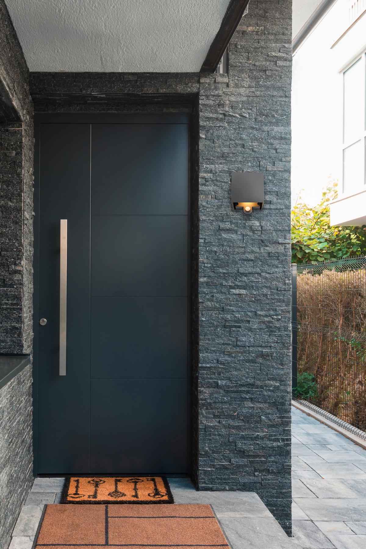 Außenwandleuchte 34168s - Anthrazit, Design, Kunststoff/Metall (10/10/12,5cm) - Globo