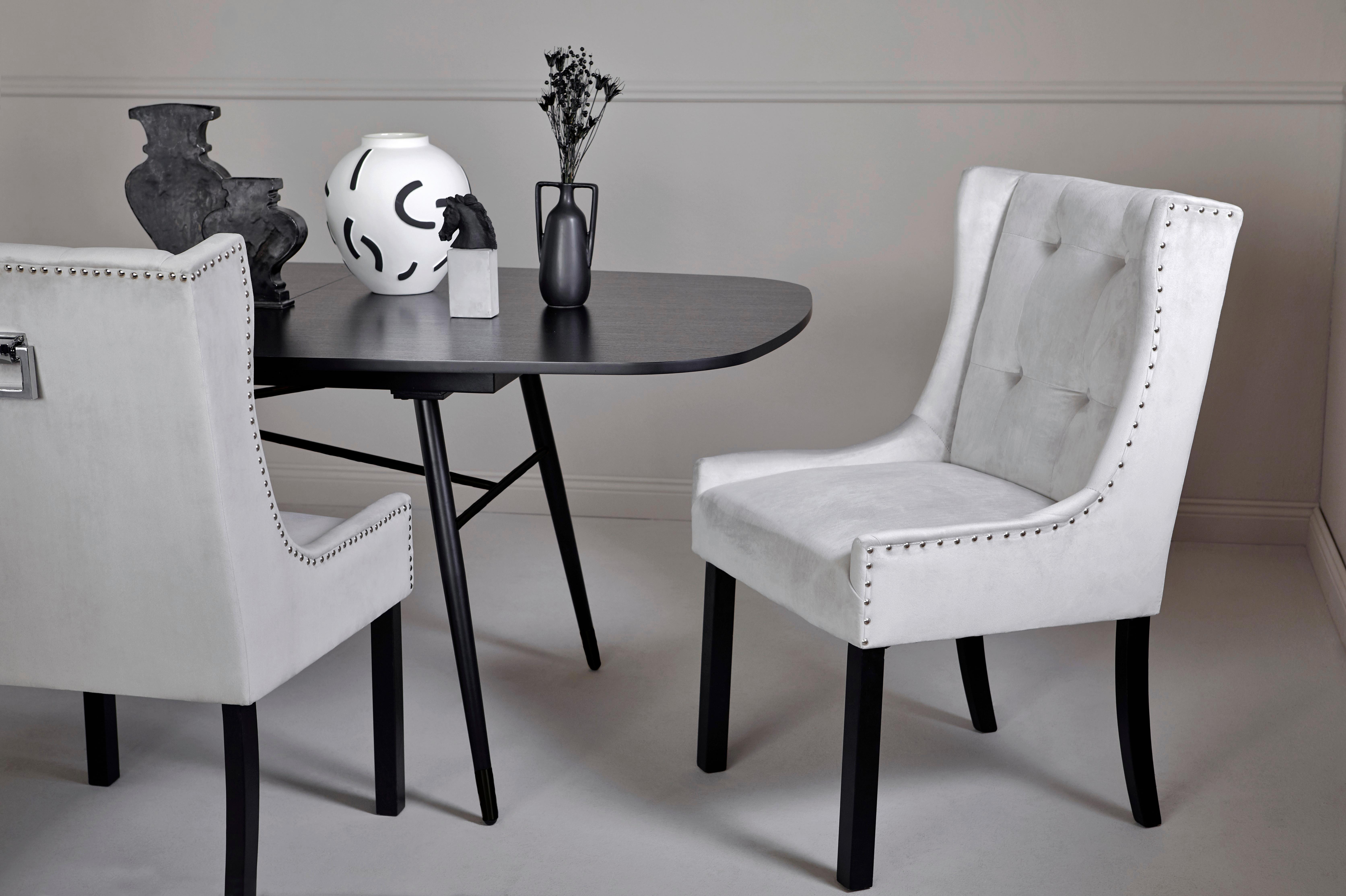 Stuhl Savik Norfolk Silberfarben/Schwarz B: 57 cm - Silberfarben/Schwarz, MODERN, Holz/Textil (57/64/99cm) - Livetastic