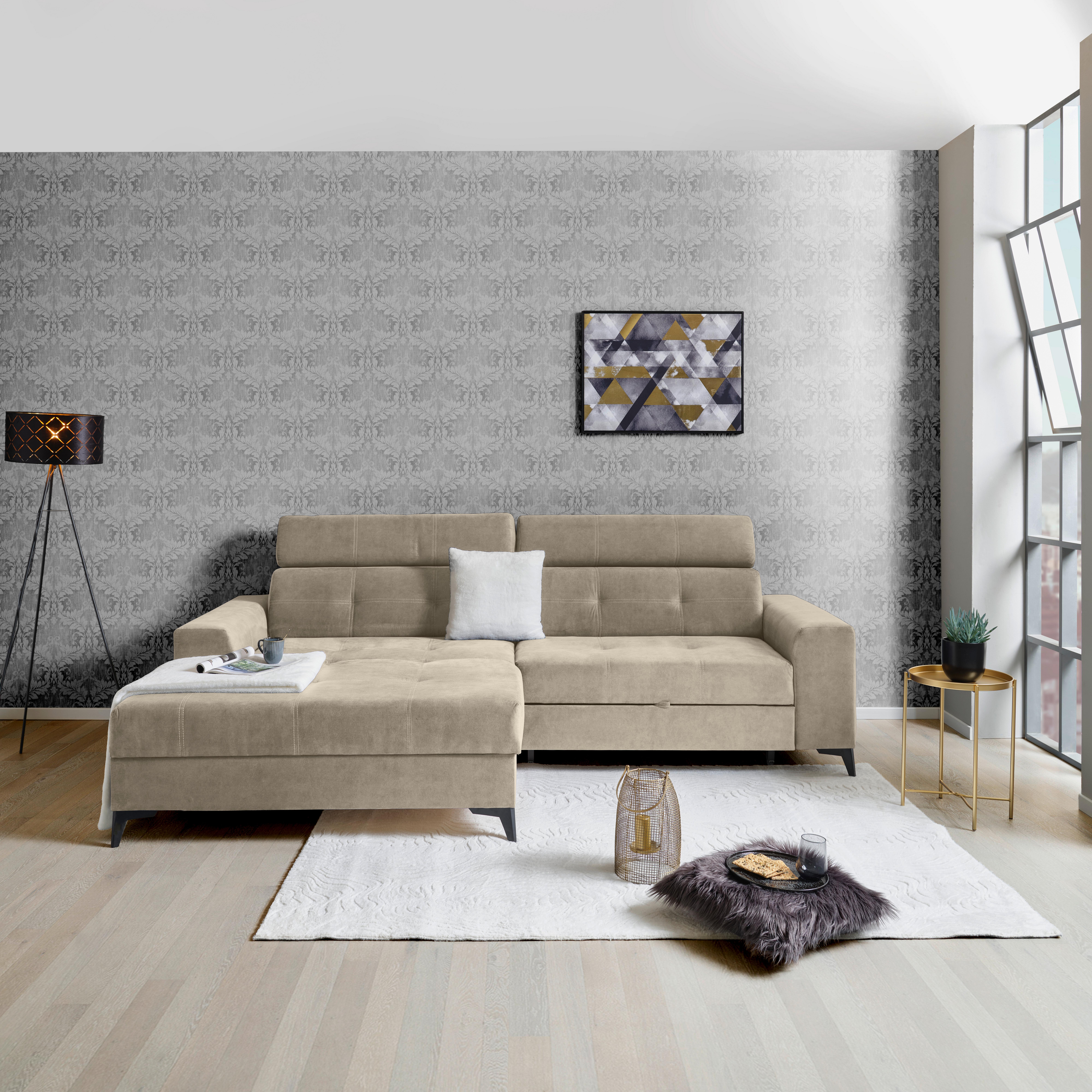 Wohnlandschaft Florida - Beige, MODERN, Holz/Holzwerkstoff (175/275cm)