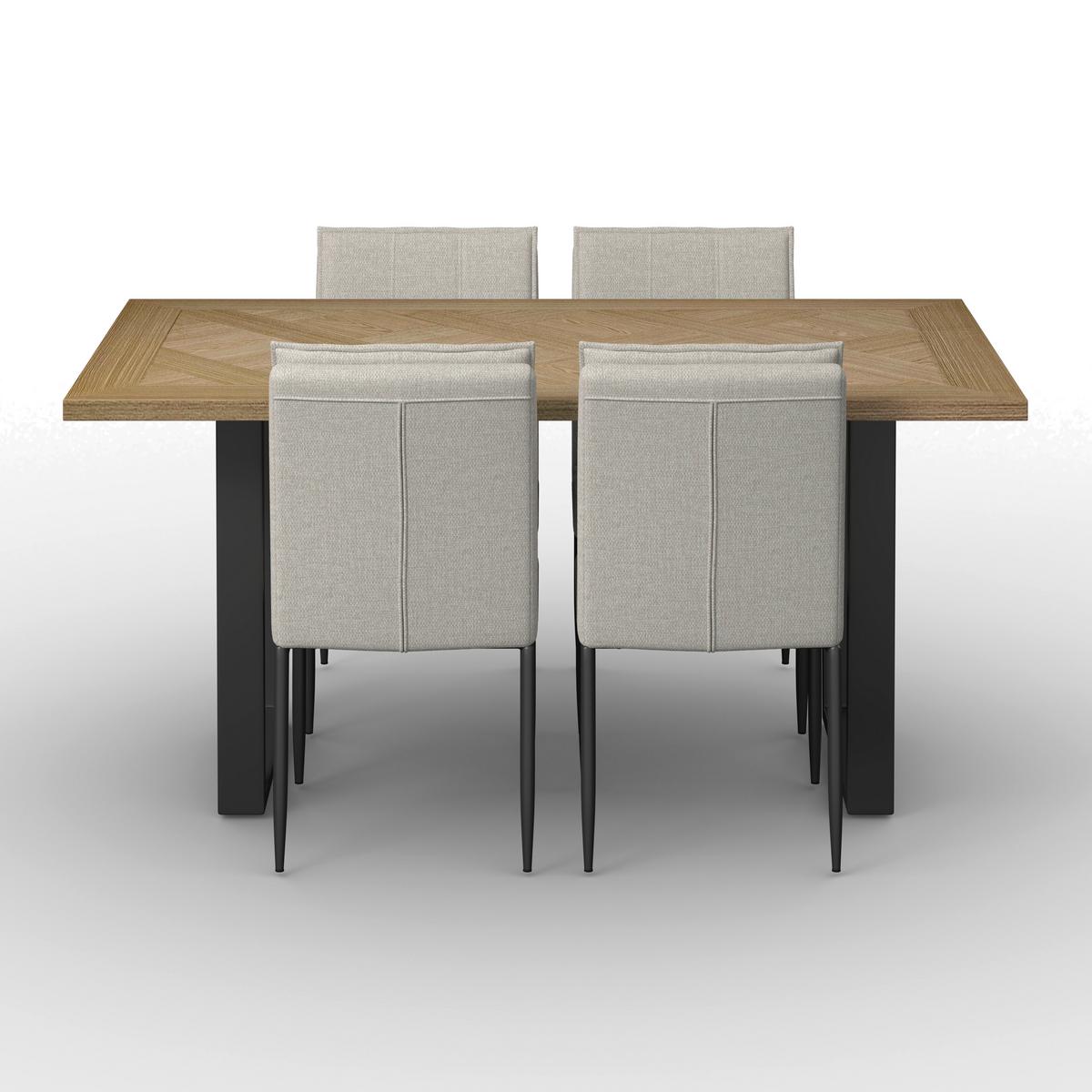 Jídelní set Abelia - černá/krémová, Moderní, kov/kompozitní dřevo - Bessagi Home