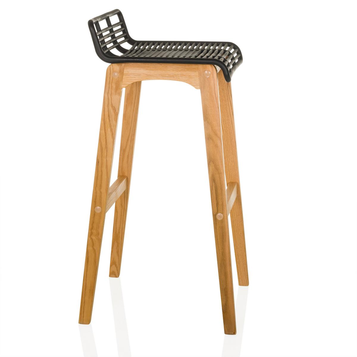 Barhocker Lonso W Schwarz/eichefarben B: 40 Cm - Eichefarben/Schwarz, MODERN, Holz/Kunststoff (40/88/46cm) - MID.YOU