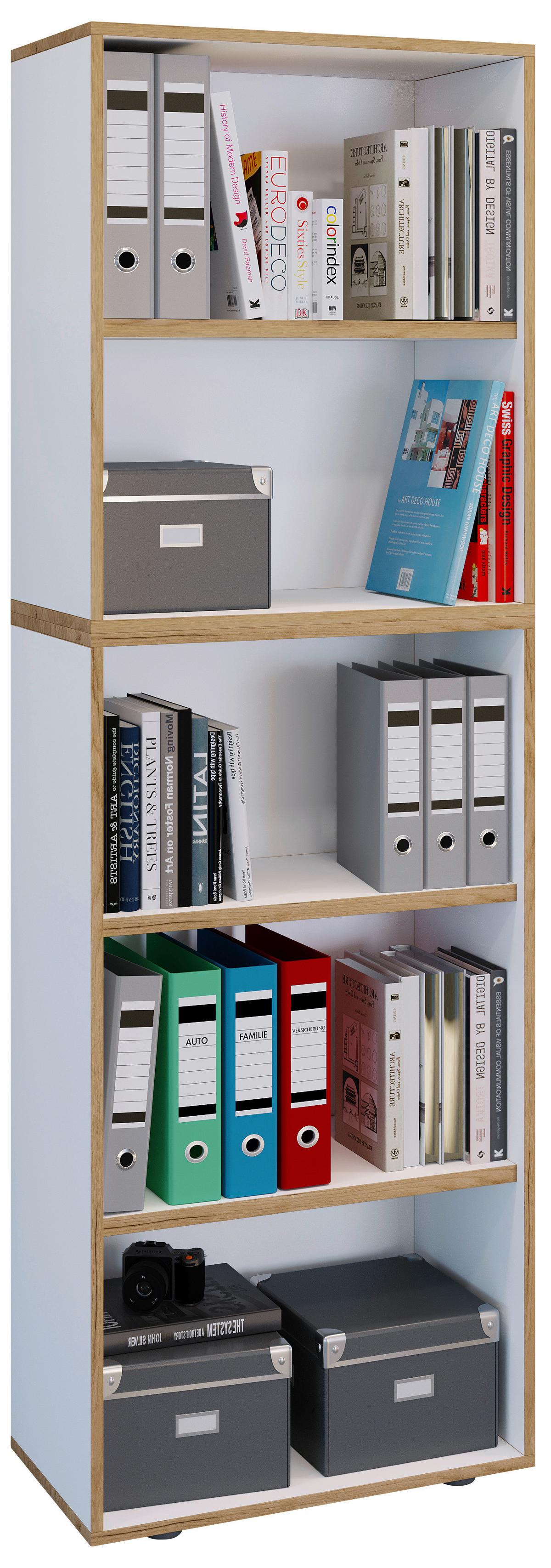 Regal Salia Weiß, Honigeiche B: 60 cm - Honigeiche/Schwarz, Design, Holzwerkstoff (60/183/33cm) - MID.YOU