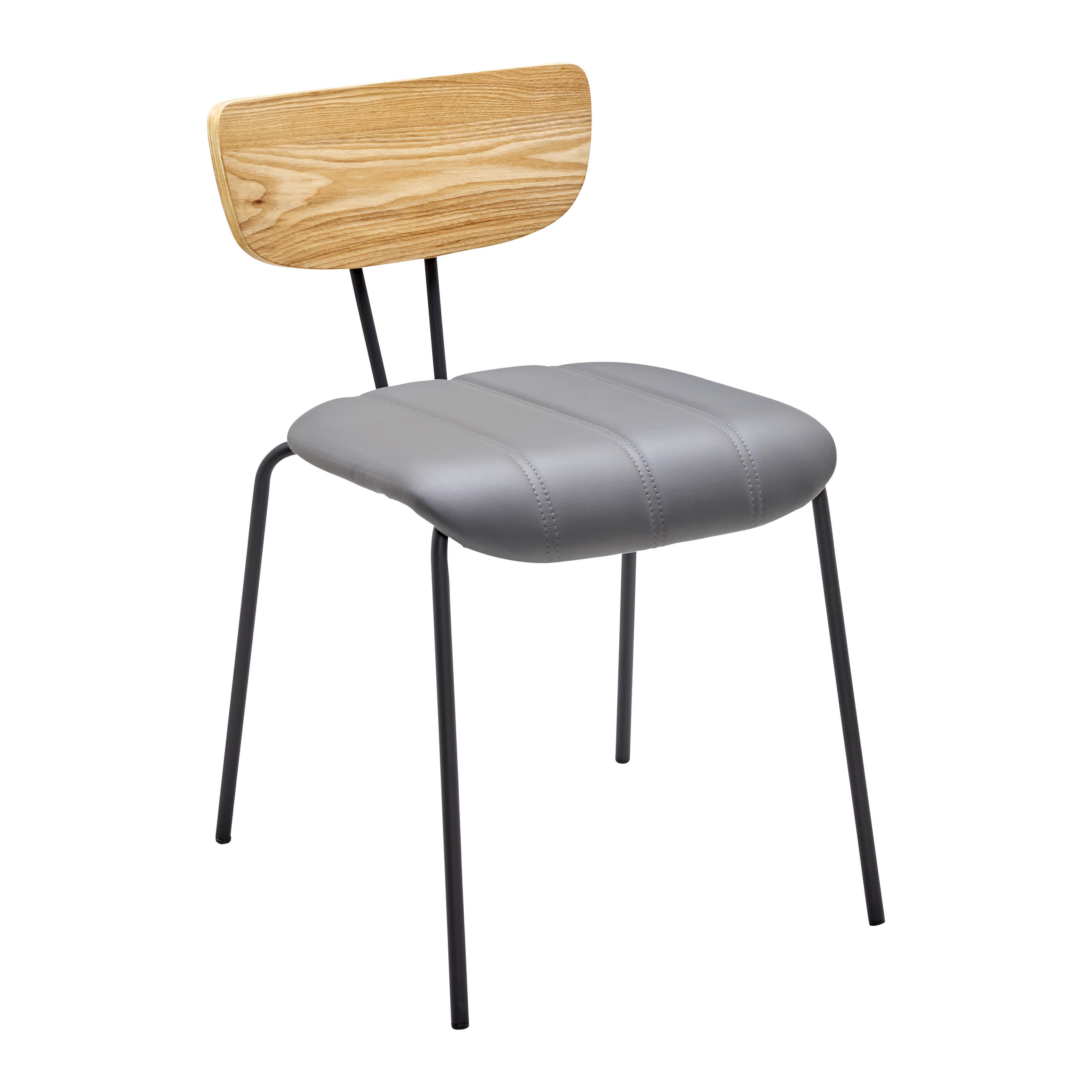 Jídelní židle CERA šedá - šedá/černá, Moderní, kov/dřevo (42/78/54cm) - Bessagi Home
