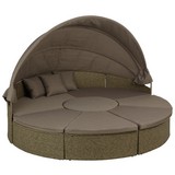 Gartenmuschel Florida 2 mit Dach D: 237cm - Braun/Grau, MODERN, Kunststoff/Textil (237/72-150cm) - Beldano