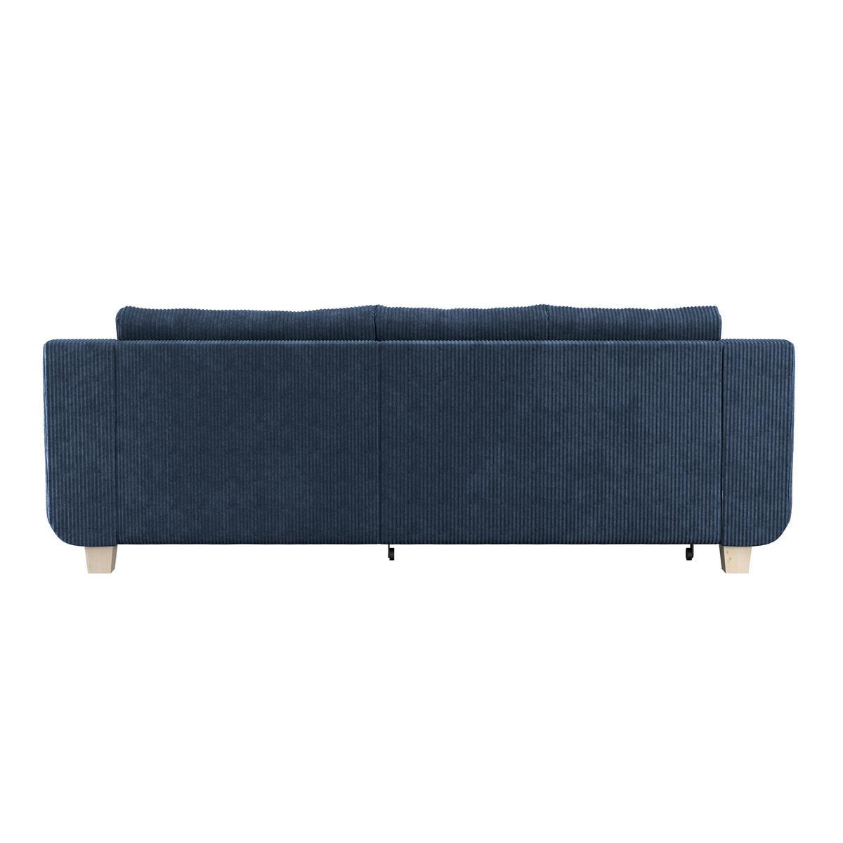 Rohová sedačka ALEX, tmavě modrý manšestr - přírodní barvy/tmavě modrá, Moderní, textil/plast (246/88cm)