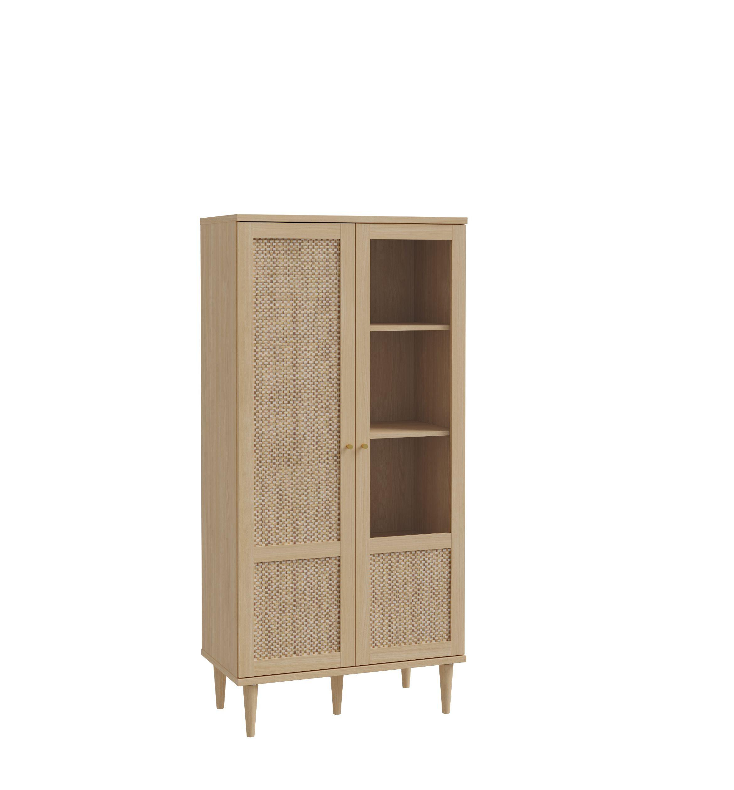 Vitrína CALASETTA š: 80 cm - barvy dubu/barvy zlata, Natur, kov/kompozitní dřevo (80,1/166,6/41,4cm)