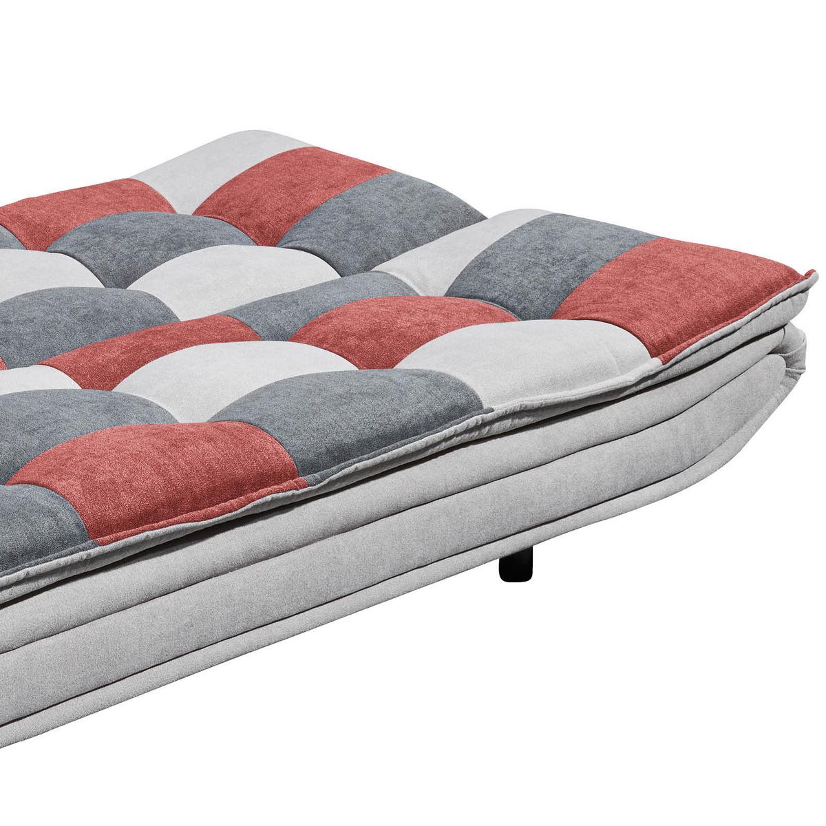 2-sitzer-sofa Mit Schlaffunkt. Und Bettkasten Patch Grau/beere - Beere/Dunkelgrau, Basics, Holzwerkstoff/Textil (188/90/89cm) - MID.YOU