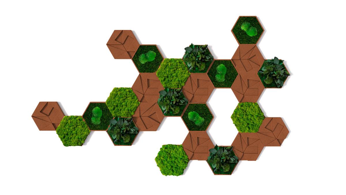 Moospaneel Grün Hellbraun B: 19 cm - Hellbraun/Grün, Basics, Naturmaterialien/Holz (19/22cm)