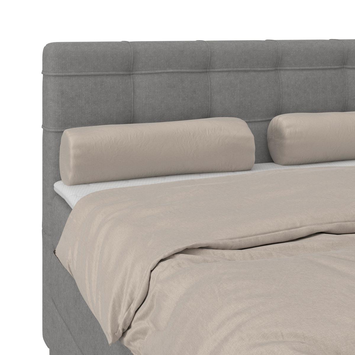 Boxspringbett MITTO Grau 140x200 cm - Schwarz/Grau, KONVENTIONELL, Textil/Metall (140/200cm)
