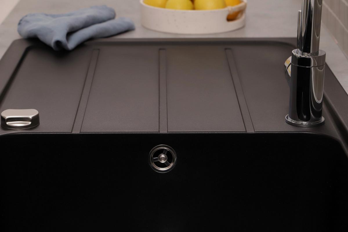 Spüle Austin Schwarz B: 100 cm - Schwarz, Design, Stein (100/20/50cm) - Respekta