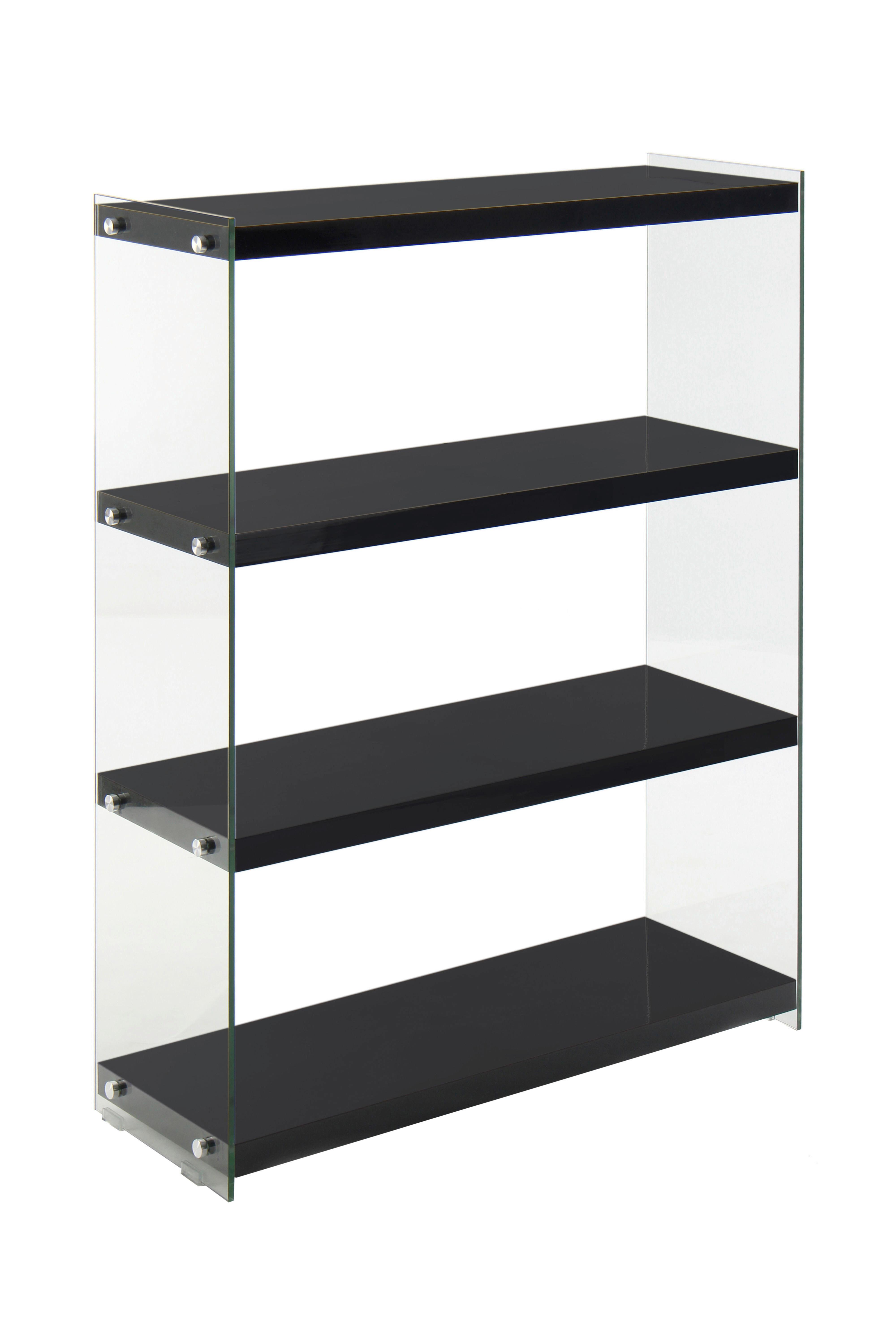 Regal Elementary B: 83 cm Schwarz/Glas transparent - Schwarz, MODERN, Glas/Holzwerkstoff (83/113/29.5cm) - Kayoom