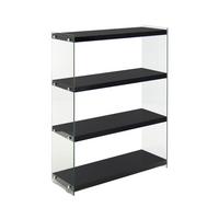 Regal Elementary B: 83 cm Schwarz/Glas transparent - Schwarz, MODERN, Glas/Holzwerkstoff (83/113/29.5cm) - Kayoom