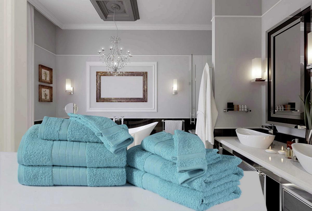 Frottierset 8-teilig, 50x100 Türkis - Türkis, Basics, Textil