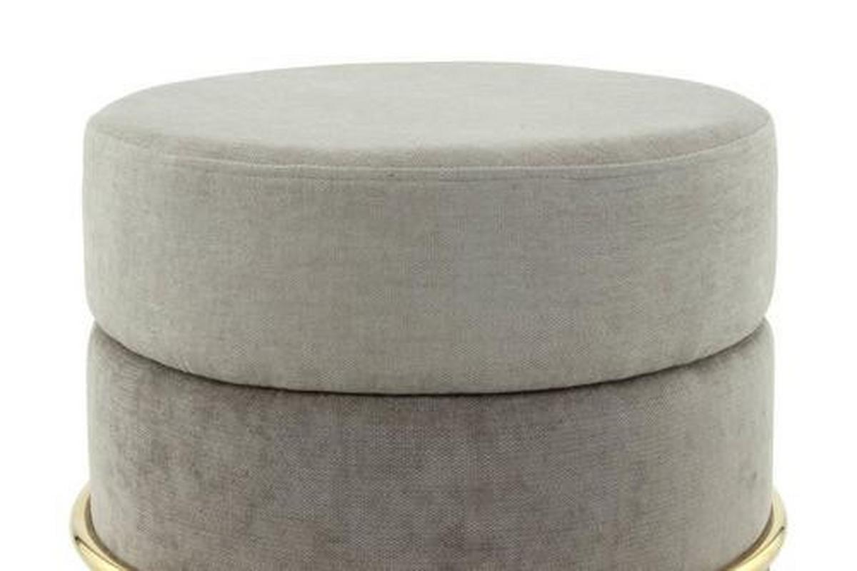TABURET XY88O-GRY - šedá/barvy zlata, Basics, kov/kompozitní dřevo (48,5/46/48,5cm)