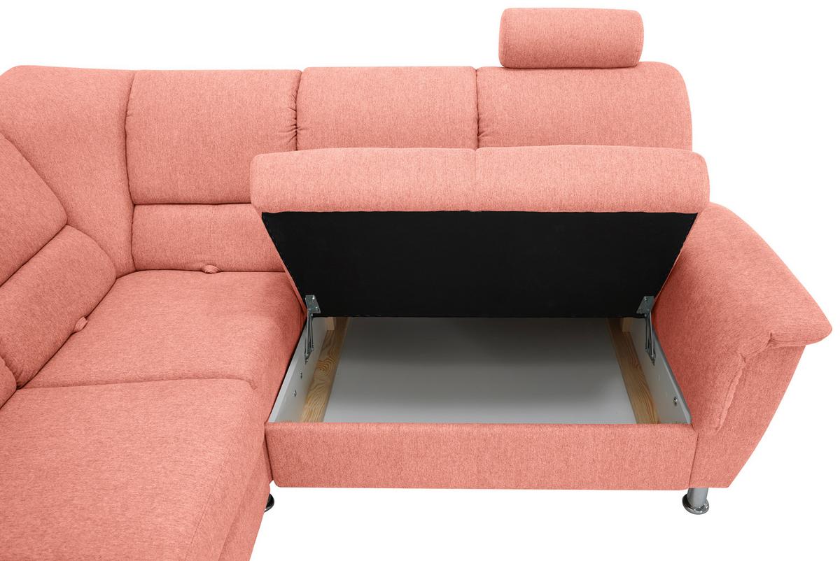 Sedačka MARSYLIA, pravá, koralová - koralová/čierna, Design, kov/drevo (270/216cm) - MID.YOU