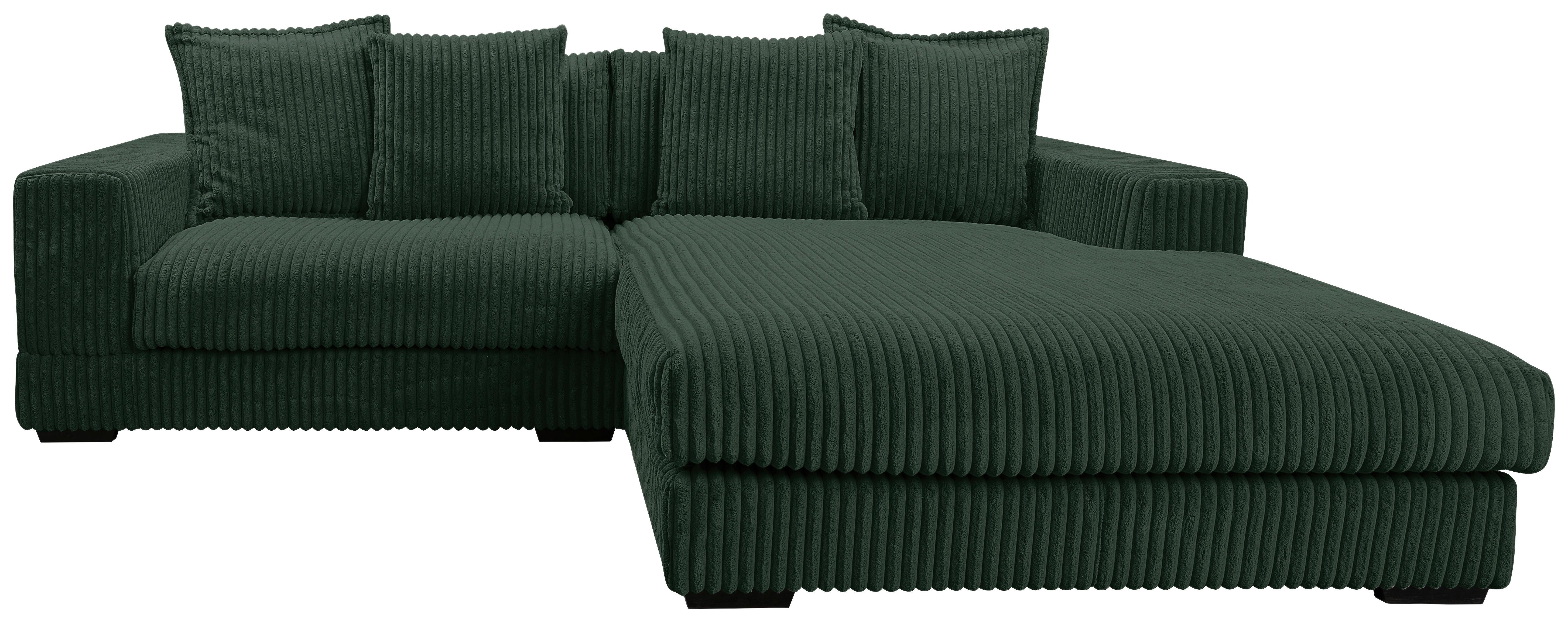 Ecksofa Funny - Dunkelgrün/Schwarz, Design, Textil (285/195cm) - MID.YOU
