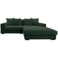 Ecksofa Funny - Dunkelgrün/Schwarz, Design, Textil (285/195cm) - MID.YOU