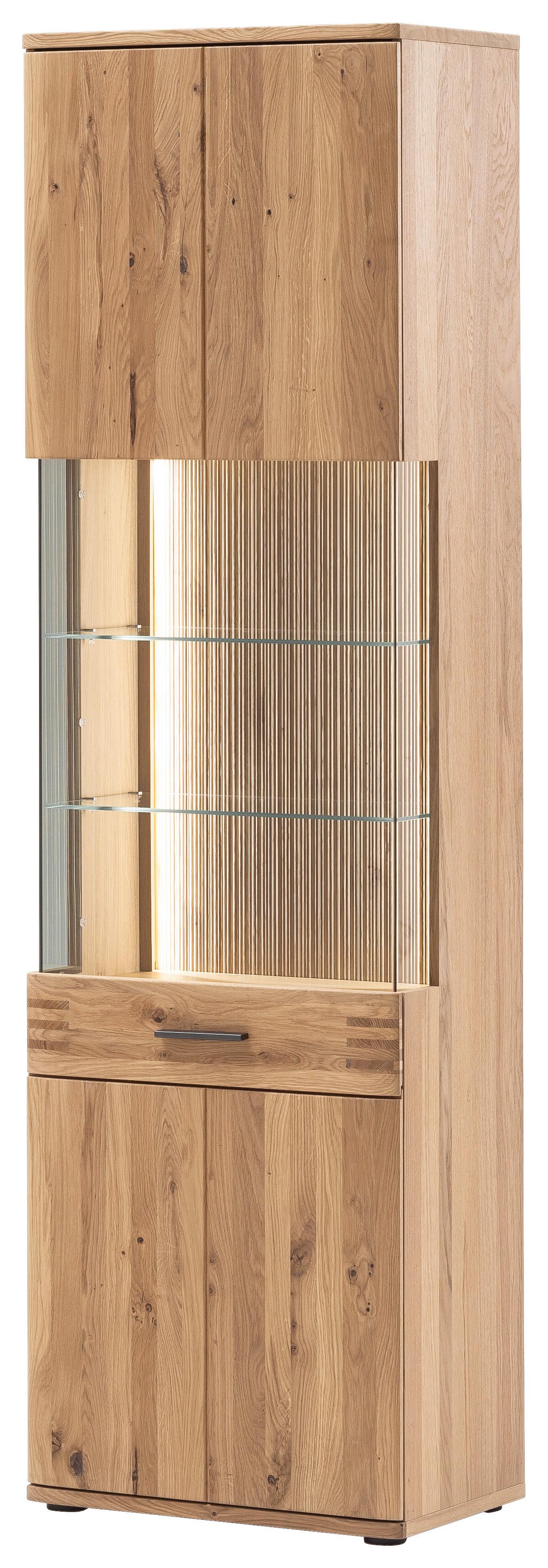 Vitrine Salvador B: 60 cm Eichefarben - Eichefarben/Schwarz, Design, Glas/Holz (60/208/37cm) - Livetastic