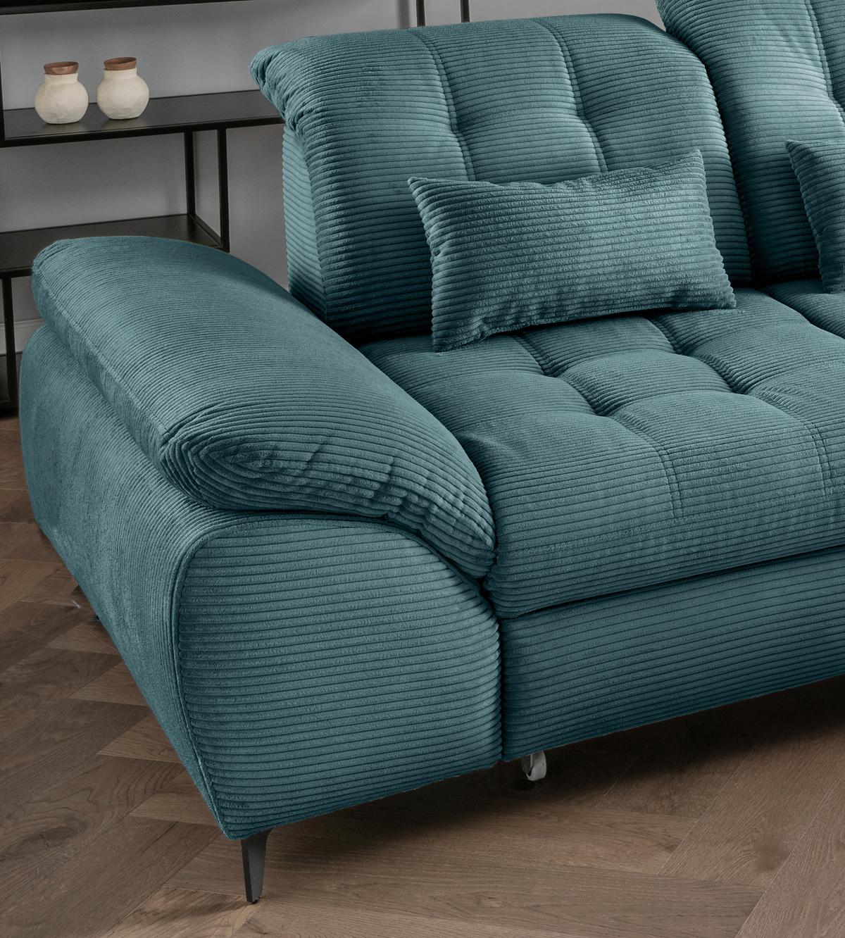 Eckschlafsofa Delphino, Petrol S: 273x189 cm - Petrol/Schwarz, MODERN, Textil (273/189cm) - Livetastic