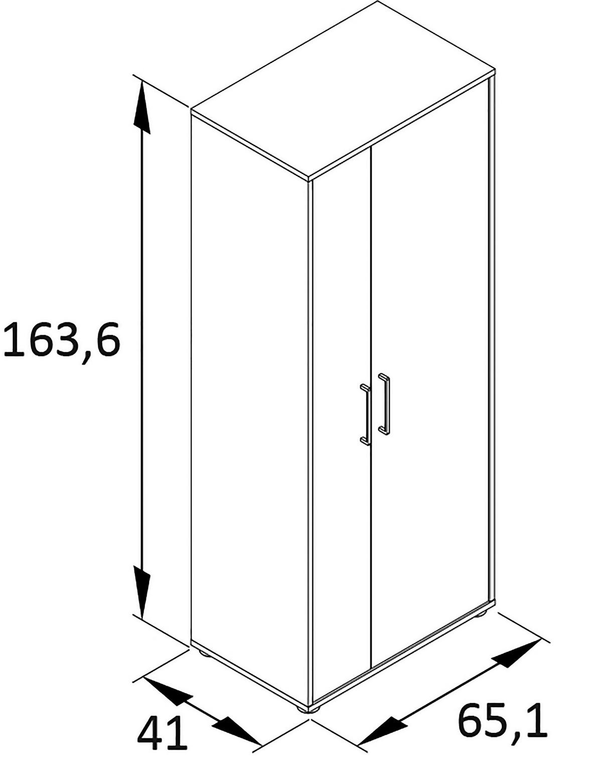 Aktenschrank Hank - Eichefarben/Schwarz, MODERN, Holzwerkstoff (65,1/163,6/41cm) - MID.YOU