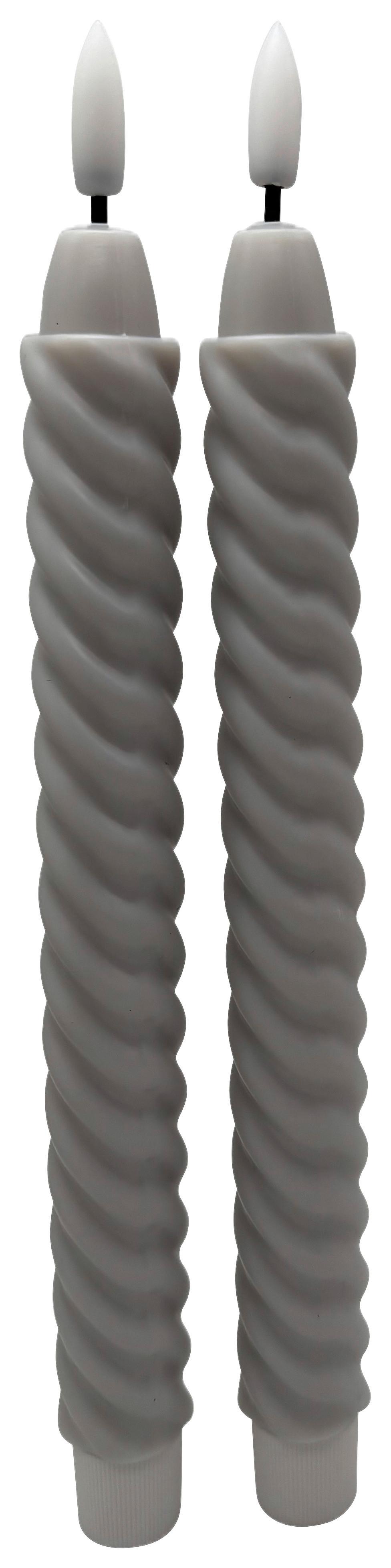 Dlhá sviečka TWIST - svetlosivá, Konventionell, kov/plast (2/25cm) - Mömax