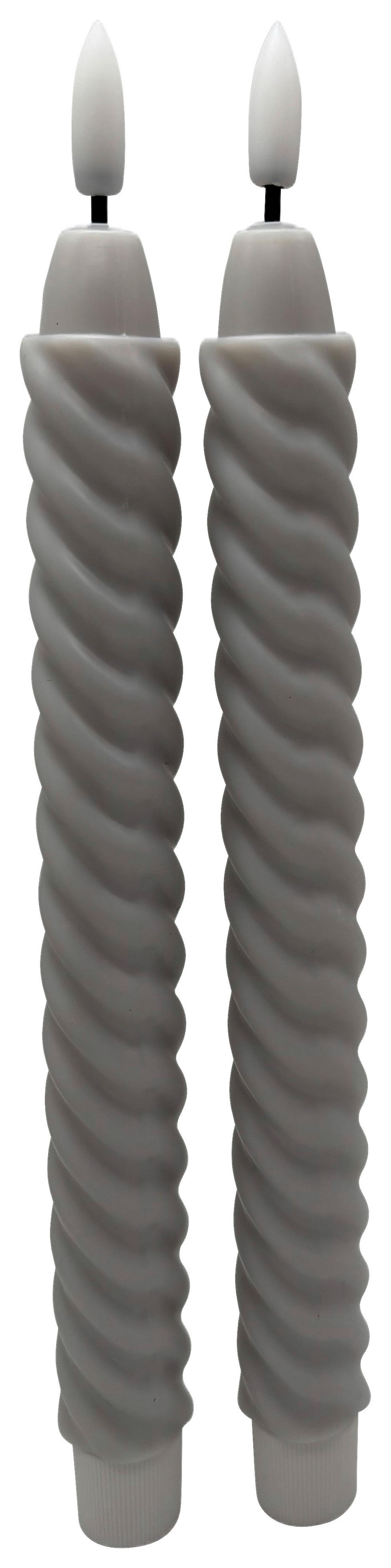 Dlhá sviečka TWIST - svetlosivá, Konventionell, kov/plast (2/25cm) - Mömax