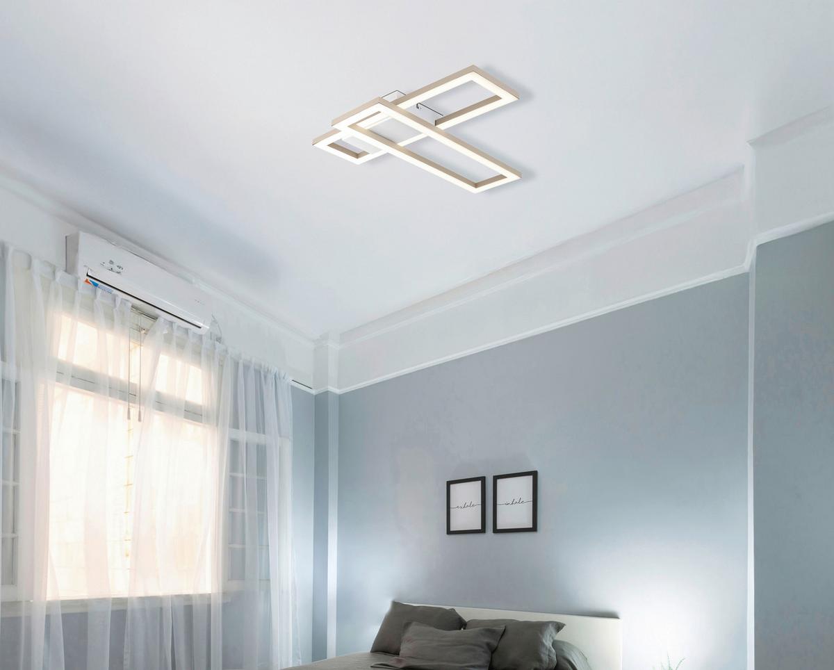 LED-DECKENLEUCHTE 3000/4000/6000K - Sandfarben/Weiß, Design, Kunststoff (55/15,5/5,5cm) - Globo