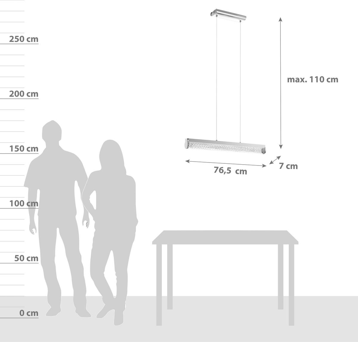 Led-hängeleuchte Trevelo H: 110 Cm 1-Flammig Klarglas - Chromfarben/Weiß, MODERN, Glas/Metall (76,5/7/110cm)