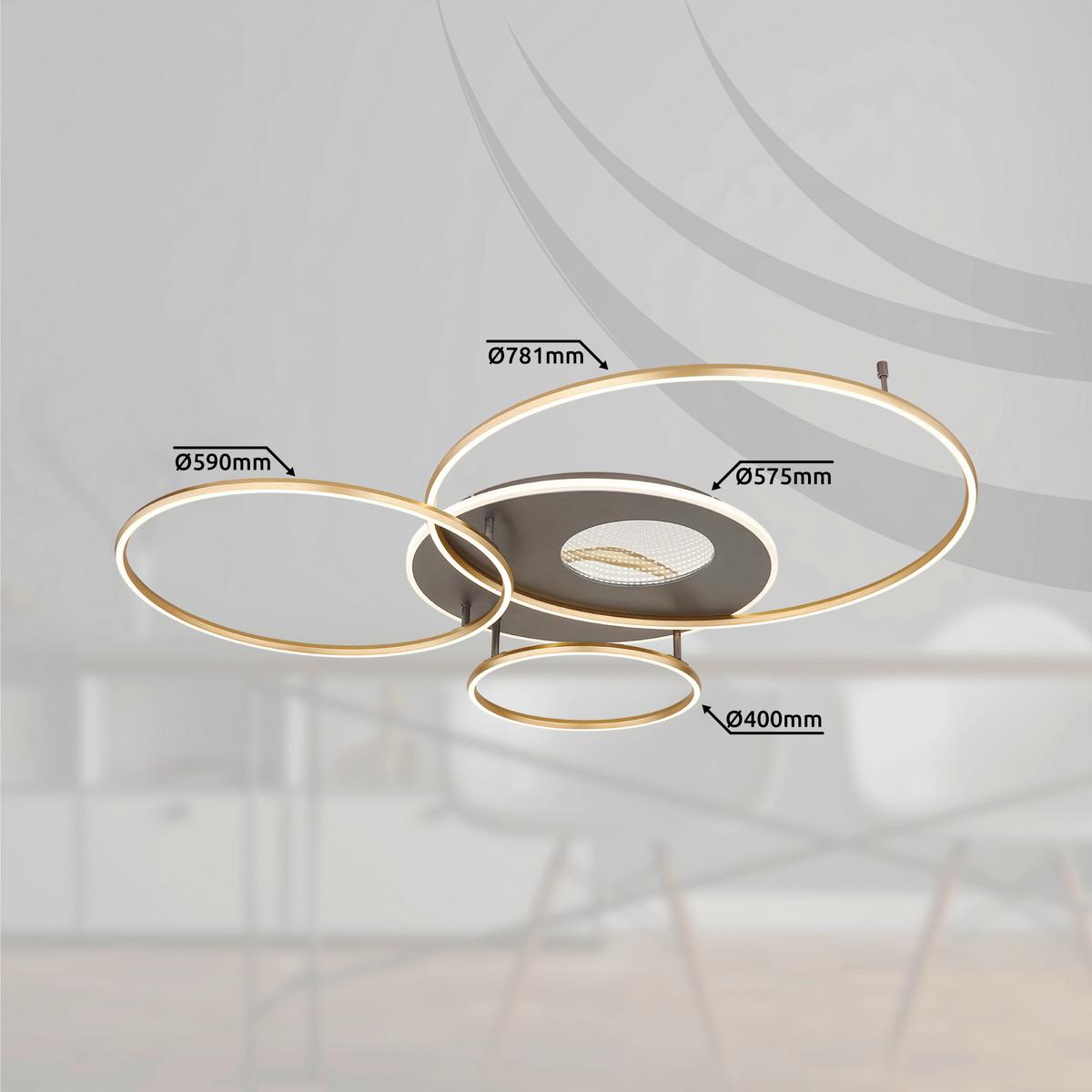 STROPNÉ LED SVIETIDLO INVERTINA - zlatá/opálová, Design, kov/plast (105,3/126,4cm) - Globo