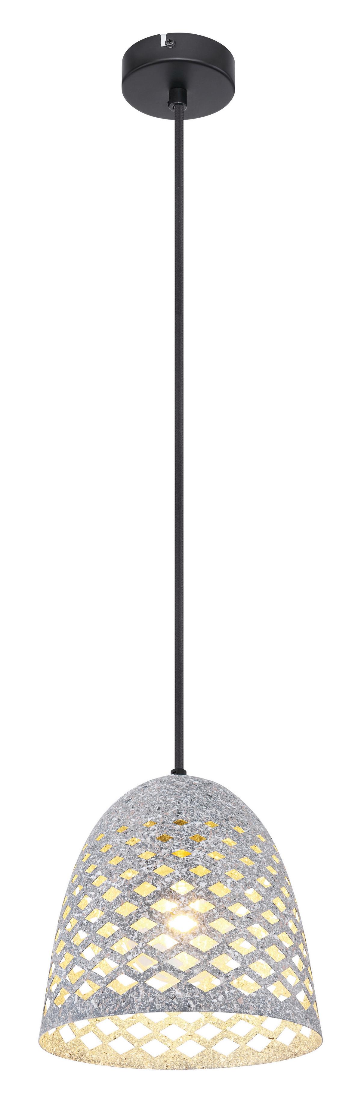 Hängeleuchte Vision H: 120 Cm 1-Flammig, Schwarz/grau - Schwarz/Grau, Basics, Textil/Metall (20/120cm) - Globo